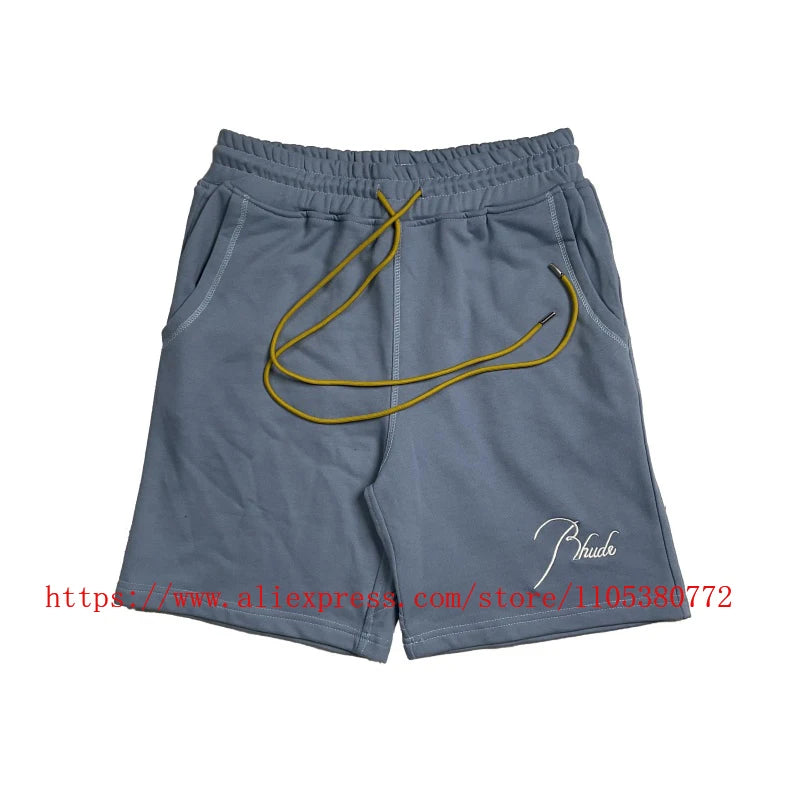 Latest Style RHUDE Men's Casual Shorts Hip Hop Elastic Waist Drawstring Zip Pocket Summer Street Leisure Beach Shorts