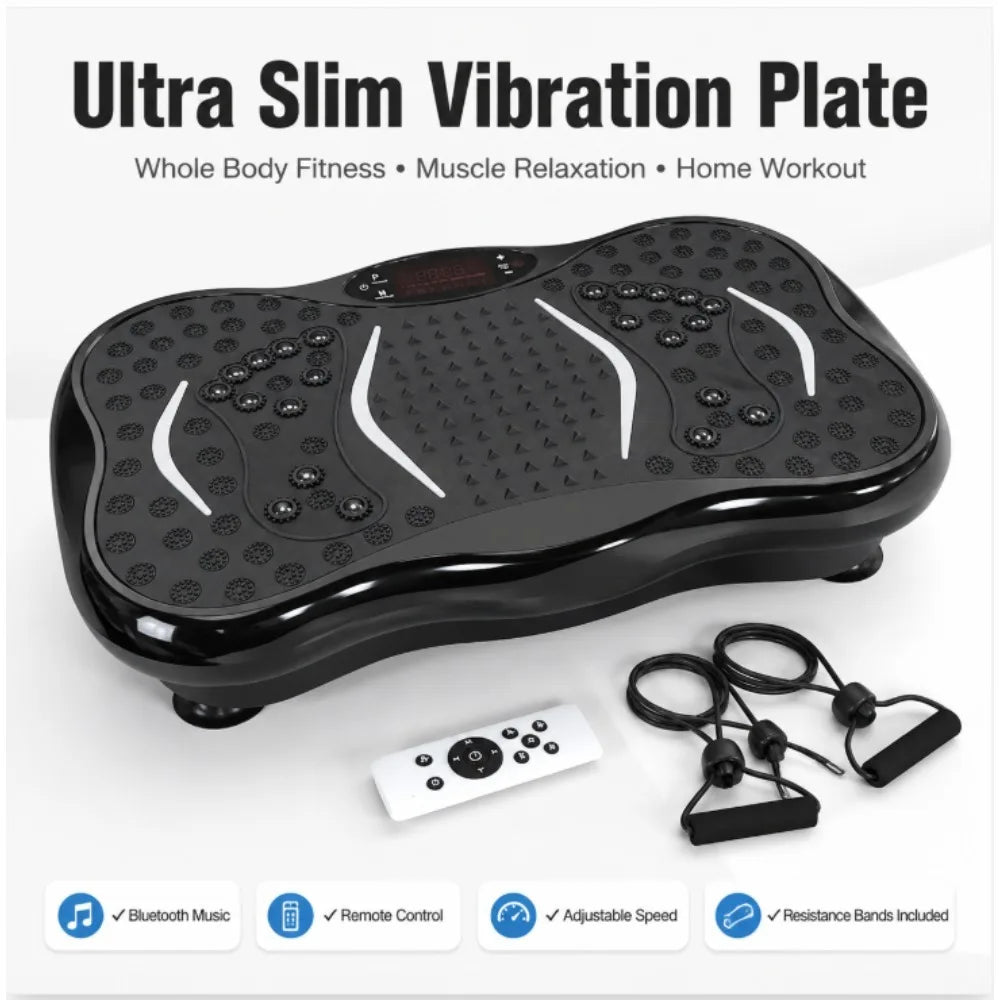 Bluetooth Vibration Plate Fitness Machine, Adjustable Speed Whole Body Shaker for Weight Loss, Muscle Toning & Relaxation, Home Gym Workout Equipment with Foot Massage Pedals
