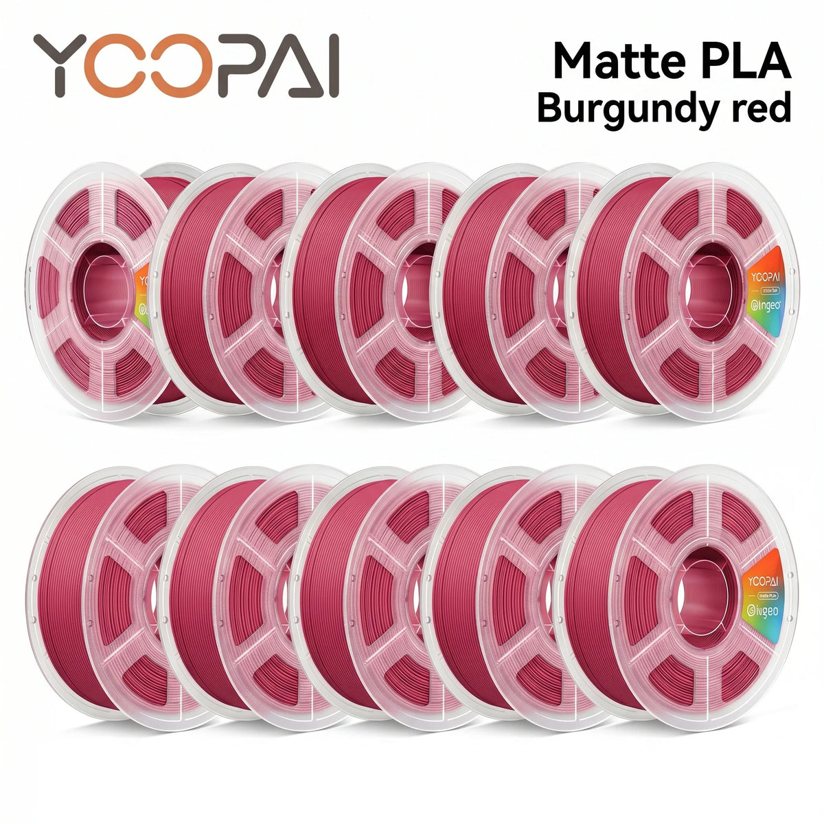 YOOPAI Matte PLA Filament 10kg 1.75mm 3D Printer Filament Soft Matte Finish Low Warping ±0.02mm for 3D Printing