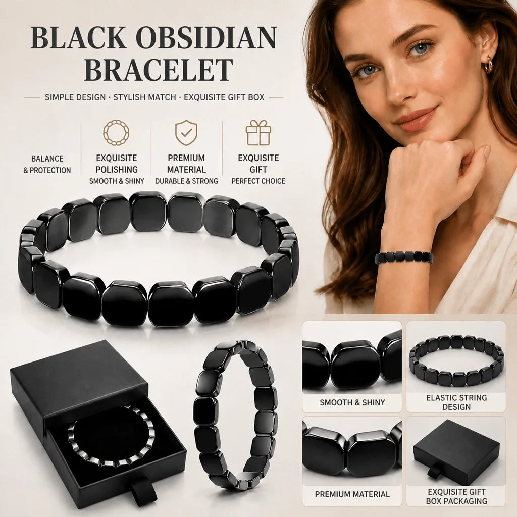 Hot Selling Obsidian Bracelet Irregular Half Moon Beads Black Natural Stone Bracelet Exquisite High-End Men's Fashion Accessorie
