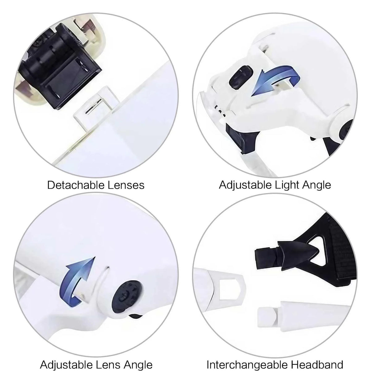 LED Head Mounted Magnifier with Five Adjustable Lenses 1X 15X 2X 25X 35X Hands Free Magnifier for Reading Jewelry Repair Electronics Craft Fine Work Ideal for Soldering Fine Details Ideal for Home DIY Projects and Precision I