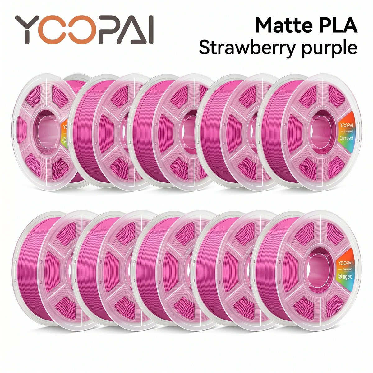 YOOPAI Matte PLA Filament 10kg 1.75mm 3D Printer Filament Soft Matte Finish Low Warping ±0.02mm for 3D Printing