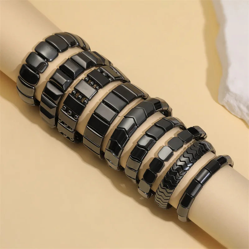 Hot Selling Obsidian Bracelet Irregular Half Moon Beads Black Natural Stone Bracelet Exquisite High-End Men's Fashion Accessorie