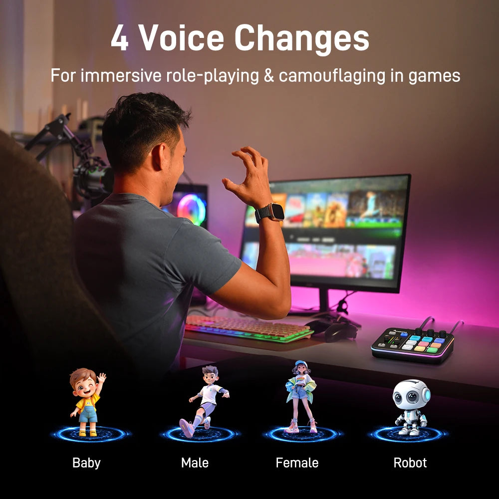 MAONO G1 NEO Gaming Audio Mixer Audio Interface with Pro-preamp, RGB, Bluetooth, 48V Phantom Power for Live Streaming, Podcasting, Content Create, Gaming MaonoCaster G1 NEO Audio Interface (Not for USB Microphone)
