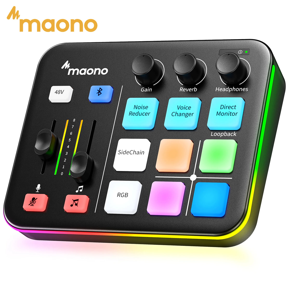 MAONO G1 NEO Gaming Audio Mixer Audio Interface with Pro-preamp, RGB, Bluetooth, 48V Phantom Power for Live Streaming, Podcasting, Content Create, Gaming MaonoCaster G1 NEO Audio Interface (Not for USB Microphone)