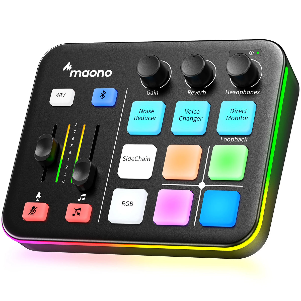 MAONO G1 NEO Gaming Audio Mixer Audio Interface with Pro-preamp, RGB, Bluetooth, 48V Phantom Power for Live Streaming, Podcasting, Content Create, Gaming MaonoCaster G1 NEO Audio Interface (Not for USB Microphone)